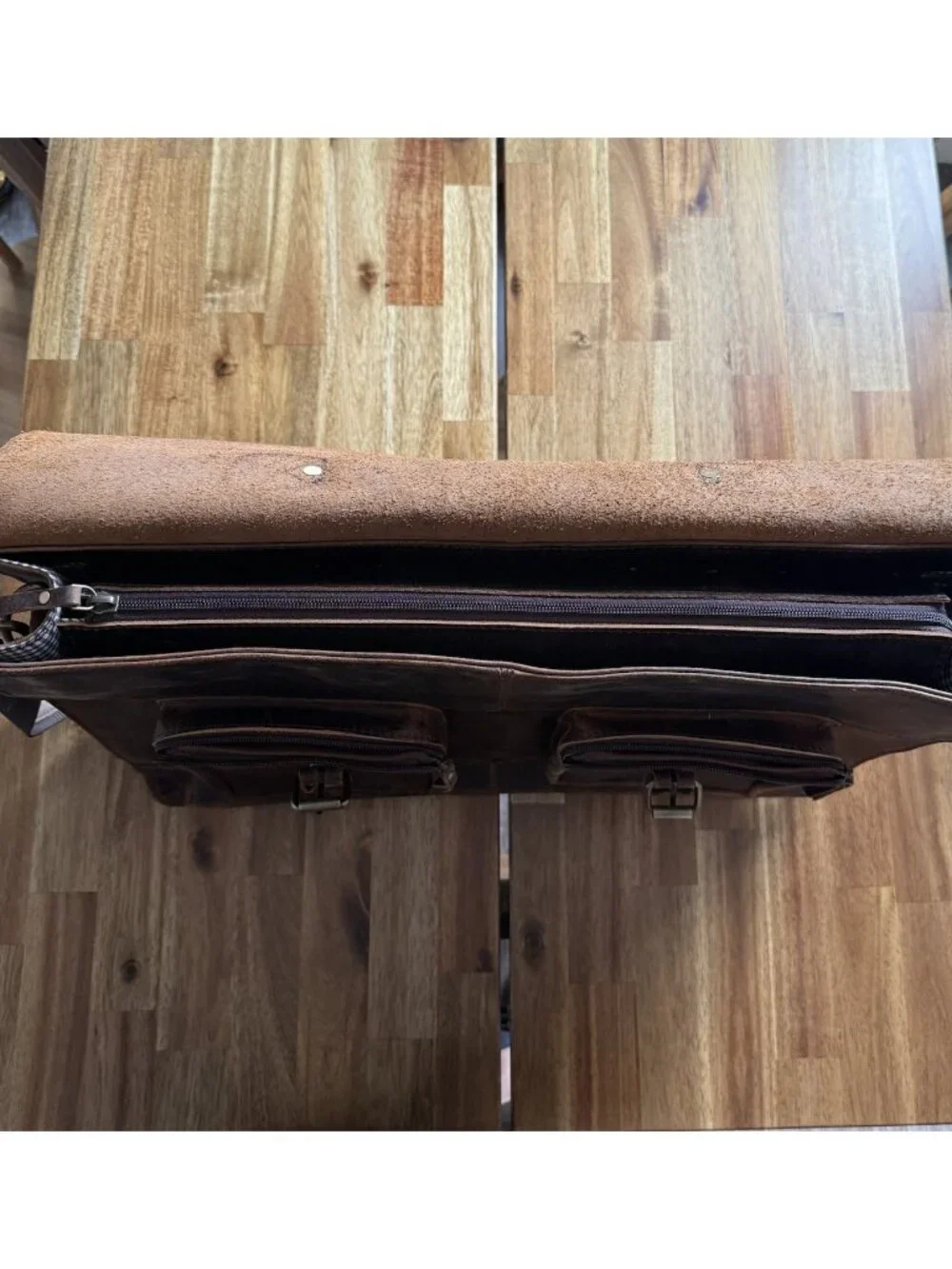 Denver‎ Leather Craft Potter Messenger Briefcase Bag Sz M Top Grain Buffalo NWOT